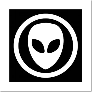 Alien UFO face Posters and Art